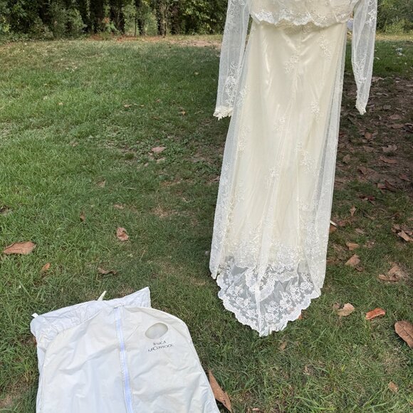 Jessica McClintock Wedding Dress 2003 Size 12 Strapless lace w/ Bolero Lace Jack - Picture 8 of 16